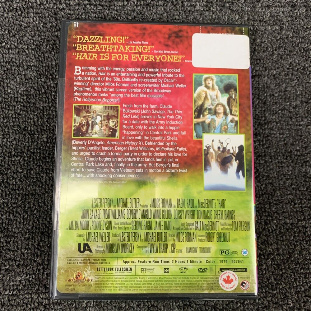 Hair (DVD, 1979, MGM) John Savage Treat Williams Beverly D’Angelo Musical - Picture 2 of 2